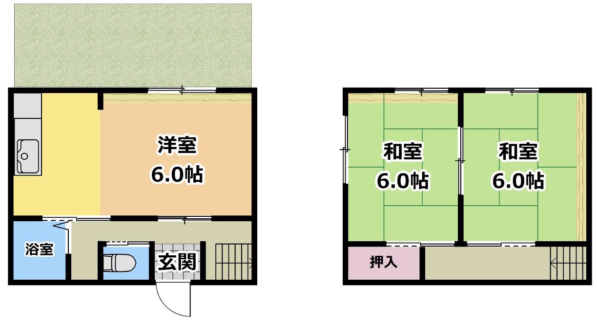 七戸ハイツ(2LDK/1階)の間取り写真