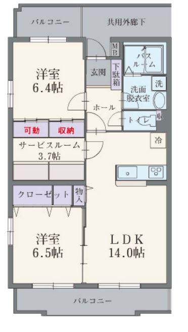 シャン フレーズ(2SLDK/1階)の間取り写真