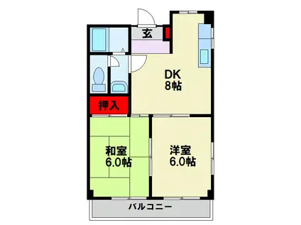 和光第二ビル(2DK/3階)の間取り写真