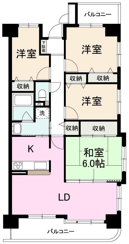 ダイアパレス屋島第4(4LDK/2階)の間取り写真