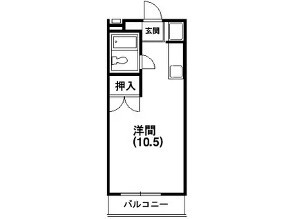 サンアベニュー富塚I(ワンルーム/1階)の間取り写真