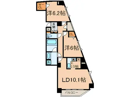 レジディア三軒茶屋II(2LDK/3階)の間取り写真
