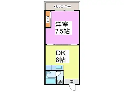 コーポ加賀(1DK/2階)の間取り写真