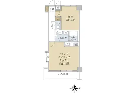 ライオンズマンション武蔵中原第2(1LDK/4階)の間取り写真