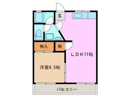 桜ヶ丘マンション(1LDK/2階)の間取り写真