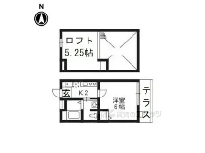 ロフティ西ノ京2(1K/1階)の間取り写真