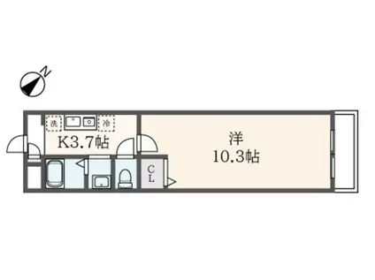 パークサイドスクウェア北新宿(1K/2階)の間取り写真
