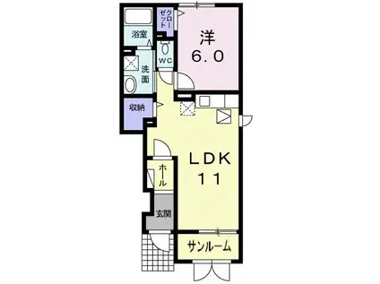アパートメントながまち壱番館(1LDK/1階)の間取り写真