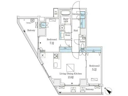 オーパスレジデンス南青山(2LDK/10階)の間取り写真