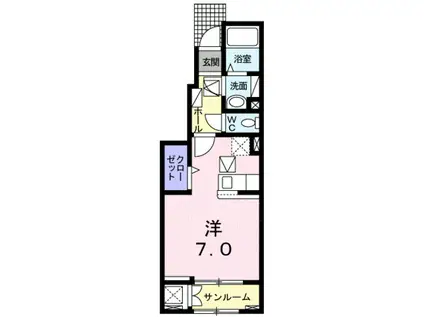 ピアチェーレ六本松(ワンルーム/1階)の間取り写真