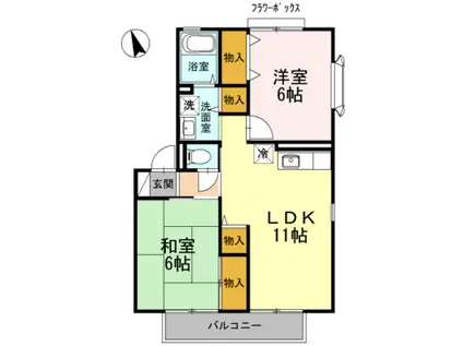 セジュール鳳弐番館(2LDK/2階)の間取り写真