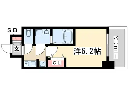 エスレジデンス新大阪ウエスト(1K/12階)の間取り写真