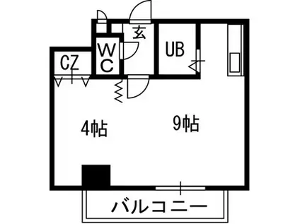 パークヒルズ中央K(1DK/7階)の間取り写真