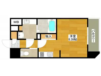 ドゥーエ江坂III(ワンルーム/9階)の間取り写真