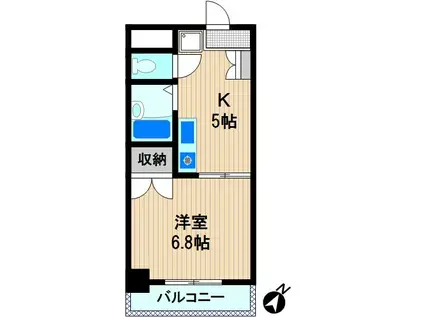 コートオデッセイ(1DK/2階)の間取り写真