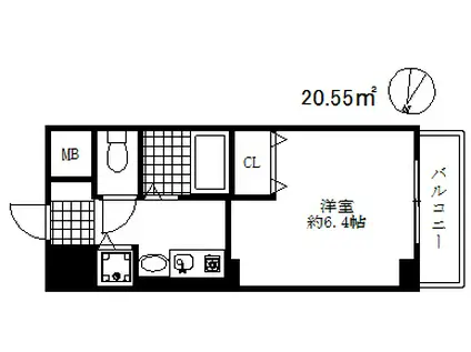 プレサンス神戸三宮(1K/6階)の間取り写真