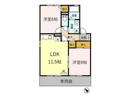 ピアチェーレC(2LDK/1階)の間取り写真