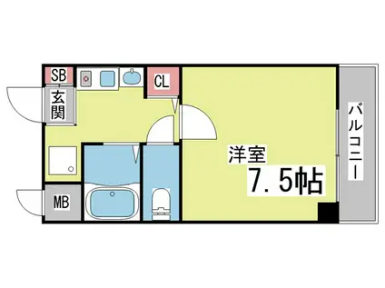 阪神本線 岩屋駅(兵庫) 徒歩1分 9階建 築24年(1K/7階)の間取り写真