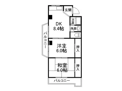 加藤マンション(2DK/4階)の間取り写真