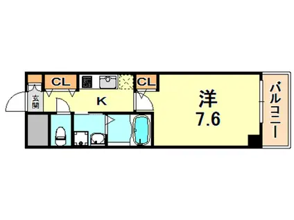 プレジール灘(1K/7階)の間取り写真