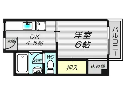 メゾン北梅田(1DK/6階)の間取り写真