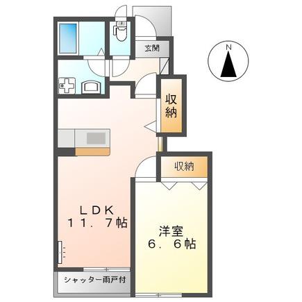 AMOR(1LDK/1階)の間取り写真