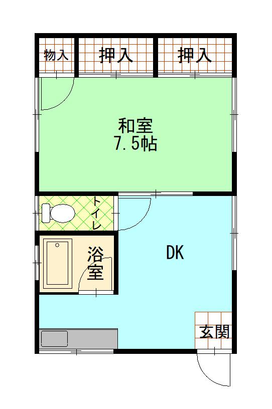 沼館アパートB(1DK/2階)の間取り写真