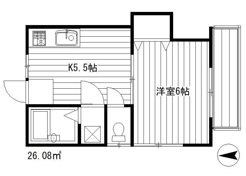 Y Sコート(1K/2階)の間取り写真
