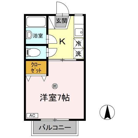 コンフォート屋島(1K/2階)の間取り写真