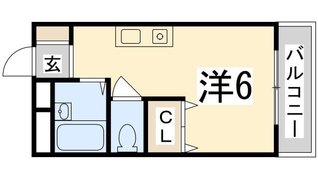 サンドミトリー(ワンルーム/1階)の間取り写真