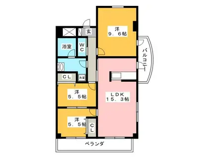 レジデンスタツミ二番館(3LDK/4階)の間取り写真