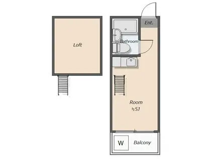 カーサ白楽(ワンルーム/1階)の間取り写真