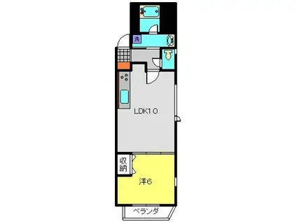 めぞん美竹(1LDK/3階)の間取り写真