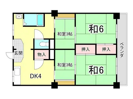 国香マンション(2DK/6階)の間取り写真
