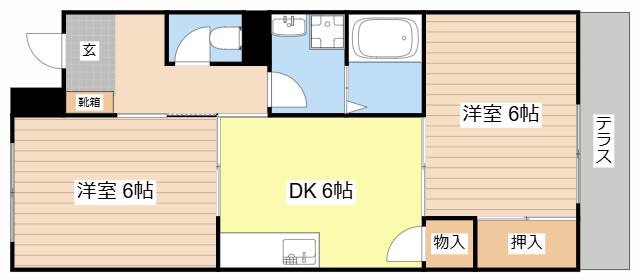 NOGコーポ(2DK/1階)の間取り写真