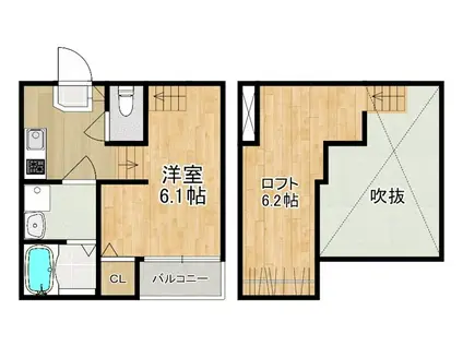 MODERN PALAZZO 福田町B(1SK/2階)の間取り写真