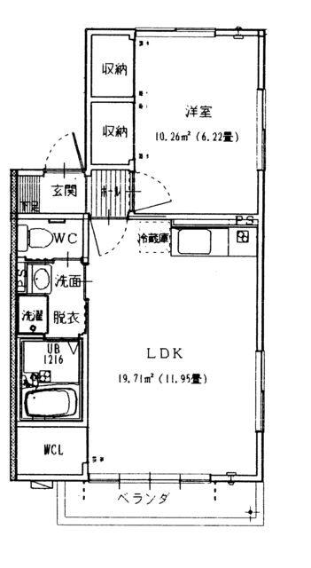 ミタカI(1LDK/2階)の間取り写真