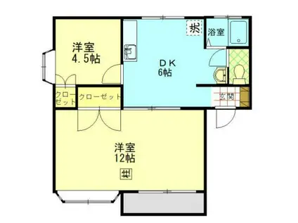 ヴィレッジコート山手(2DK/1階)の間取り写真