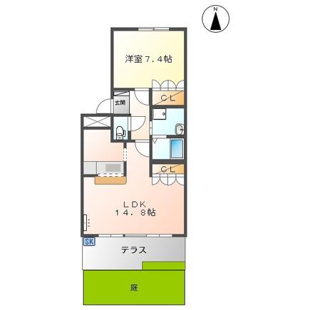 パーシモン(1LDK/1階)の間取り写真