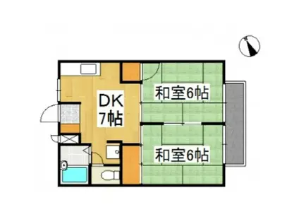 シティハイツ都(2DK/1階)の間取り写真