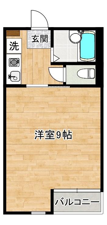 MOON下到津C棟(1K/1階)の間取り写真