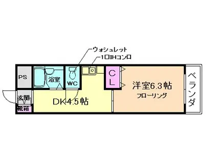 サンコート瀬川(1K/1階)の間取り写真