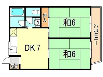山崎ビル(2DK/3階)の間取り写真