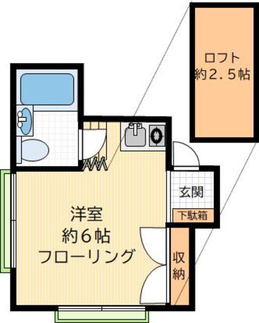 ベルンフラット(ワンルーム/2階)の間取り写真