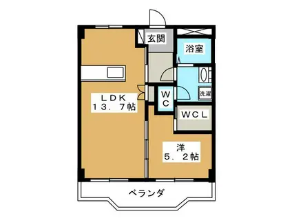 J・S香久山(1LDK/3階)の間取り写真