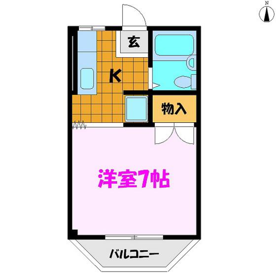 ハイツエポックA棟(1K/2階)の間取り写真