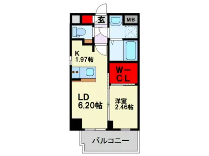 R-LINK南福岡(1LDK/9階)の間取り写真