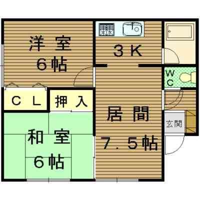 ハイム田仲(2LDK/2階)の間取り写真