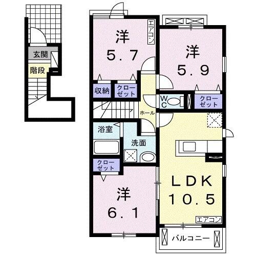 アルコバレーノ D(3LDK/2階)の間取り写真
