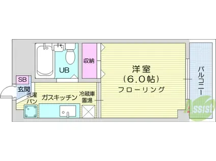 上杉サニーコーポA(1K/3階)の間取り写真